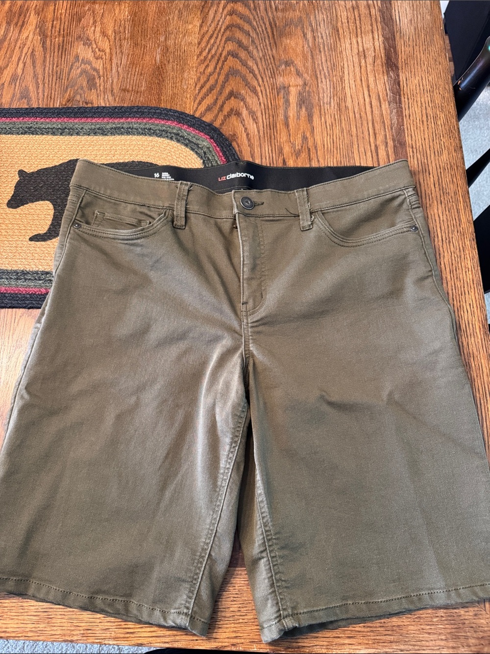 Liz Claiborne Olive Utility Bermuda Shorts